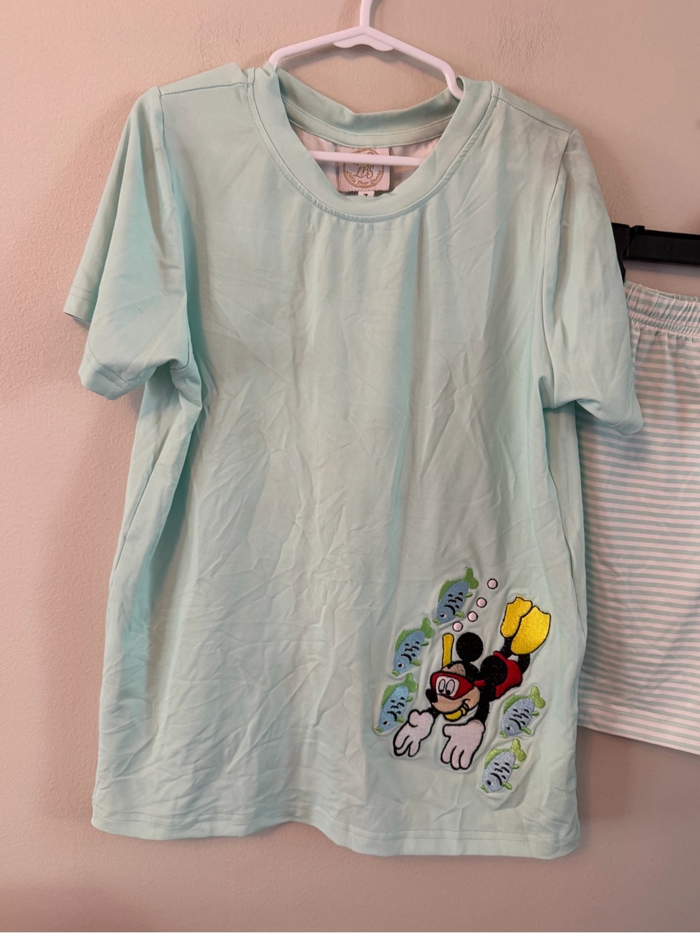Little Bear Smocks Mickey Mouse Light Aqua Outfit - Picture 2 of 6